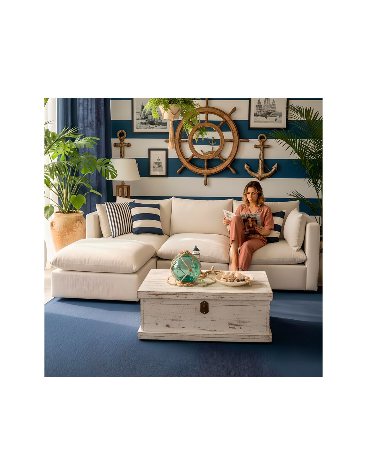 Sala Modular Coprire 3 Plazas + Taburete Georgia Beige
