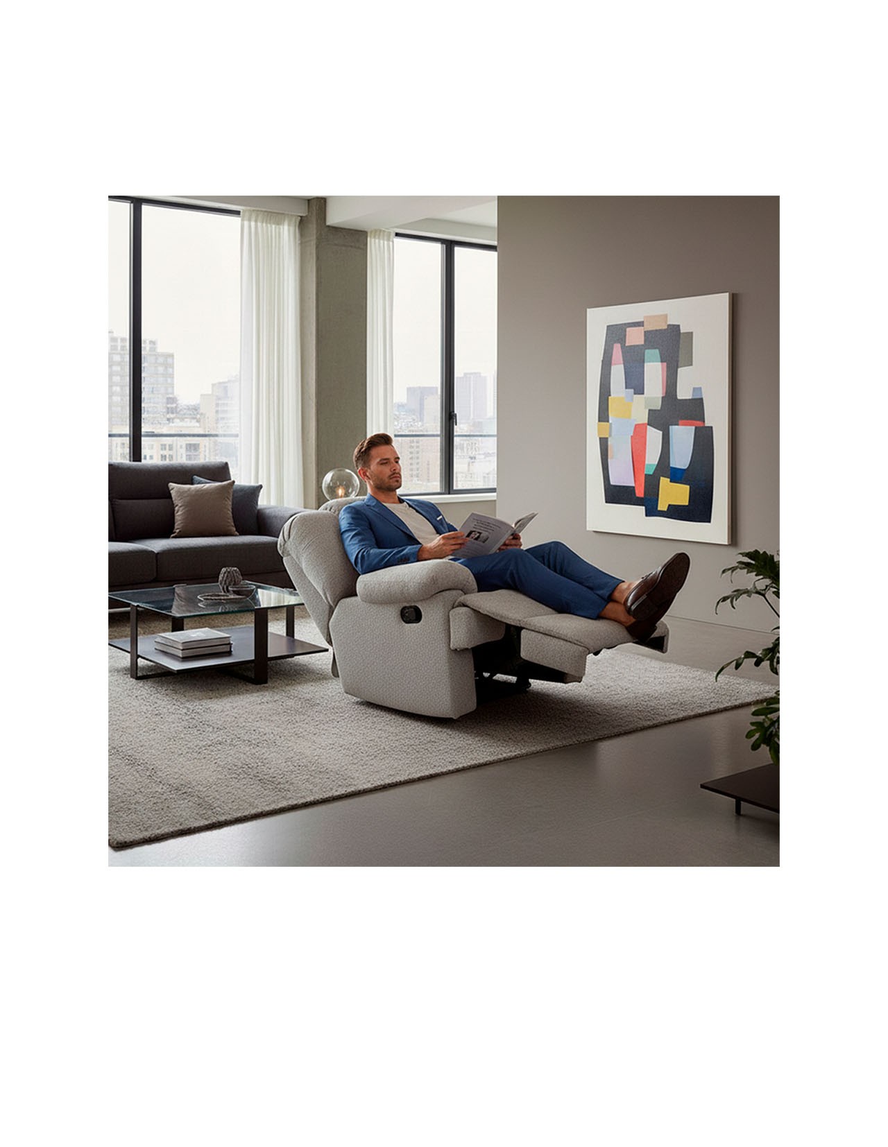 Sillón Reclinable Coprire 3 Posiciones Arizona Gris Claro