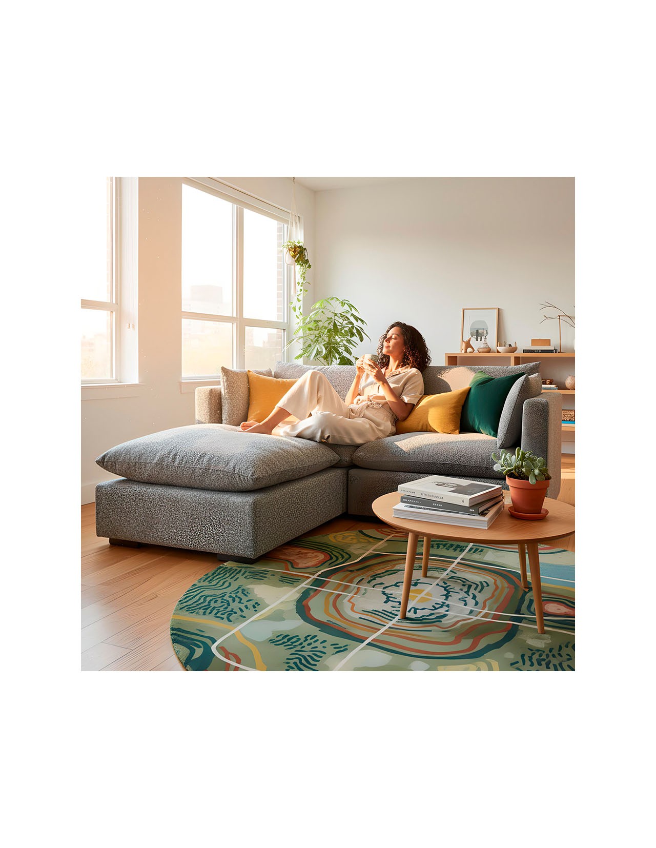 Sala Modular Coprire Georgia 2 Plazas y Taburete Gris Oscuro