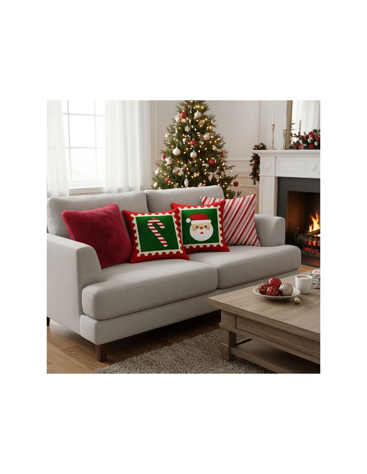 Set Decorativo de 4 Cojines Navideños
