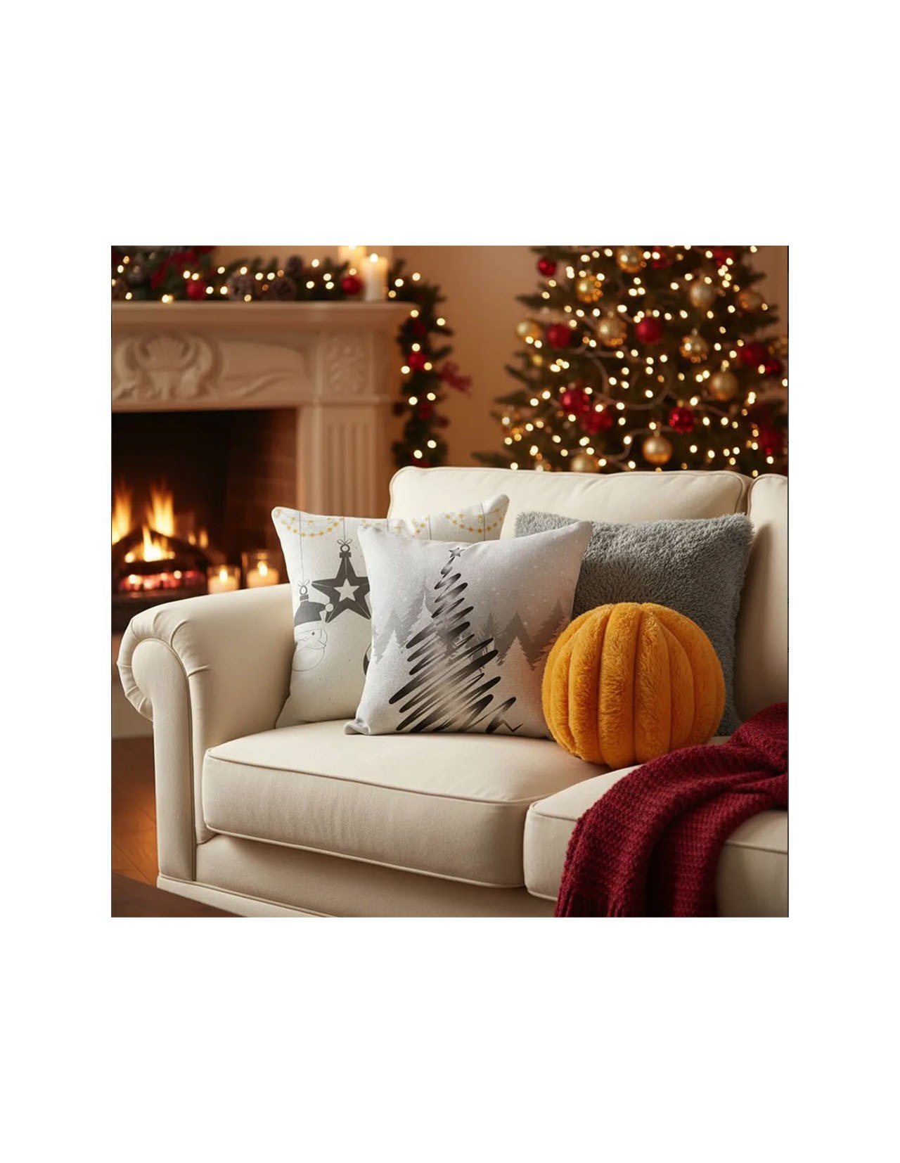 Set Decorativo de 4 Cojines Navideños