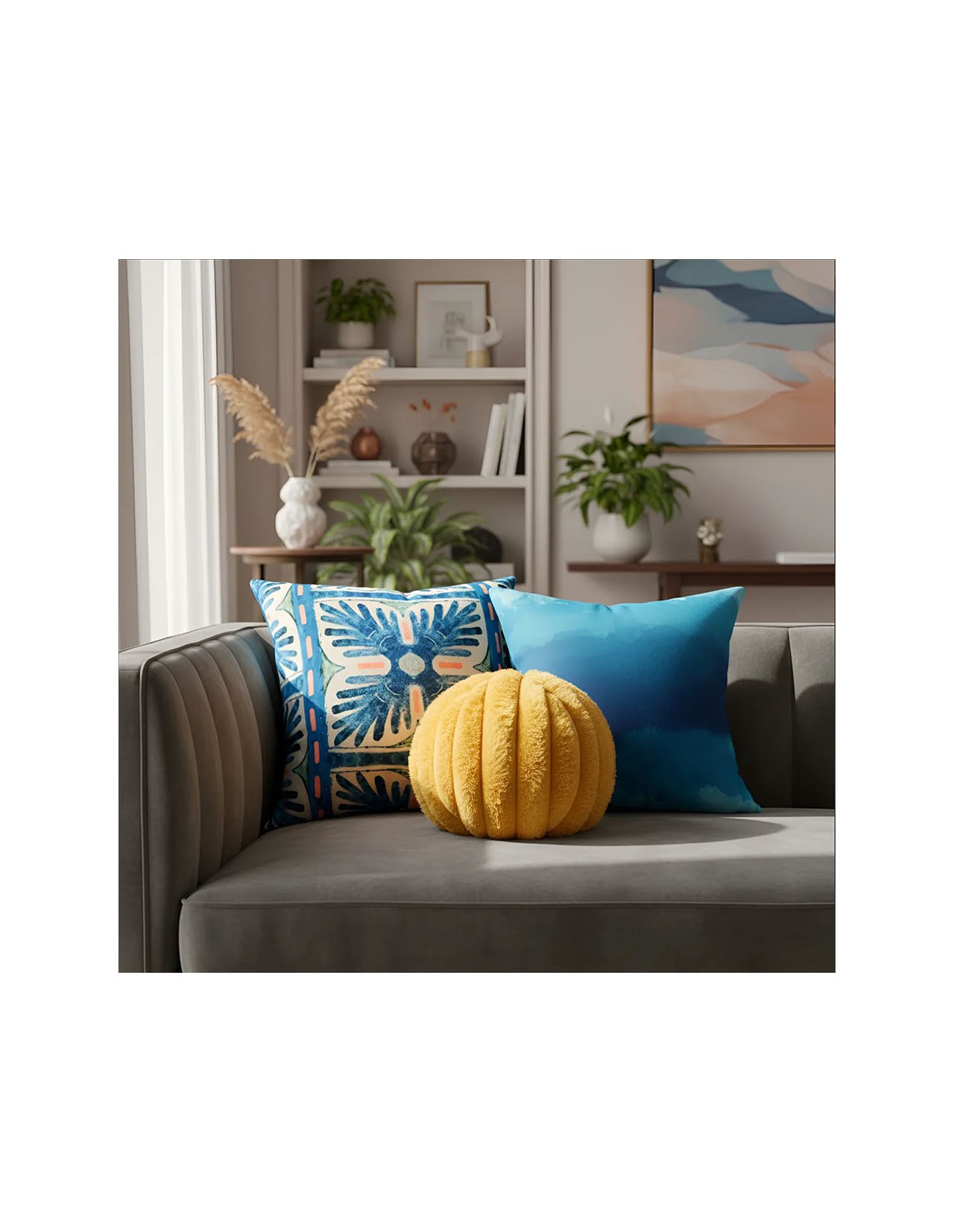 Set de 3 Cojines Coprire Premium 45cm Azul Celeste