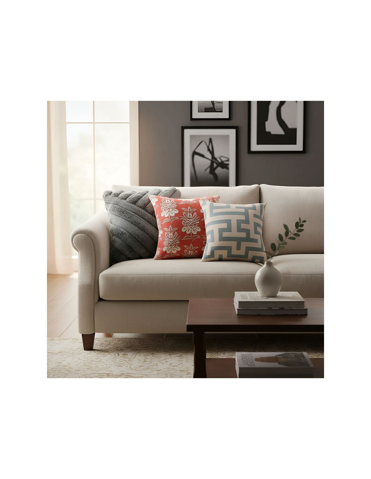 Set de 3 Cojines Coprire Premium 45cm Gris Oxford
