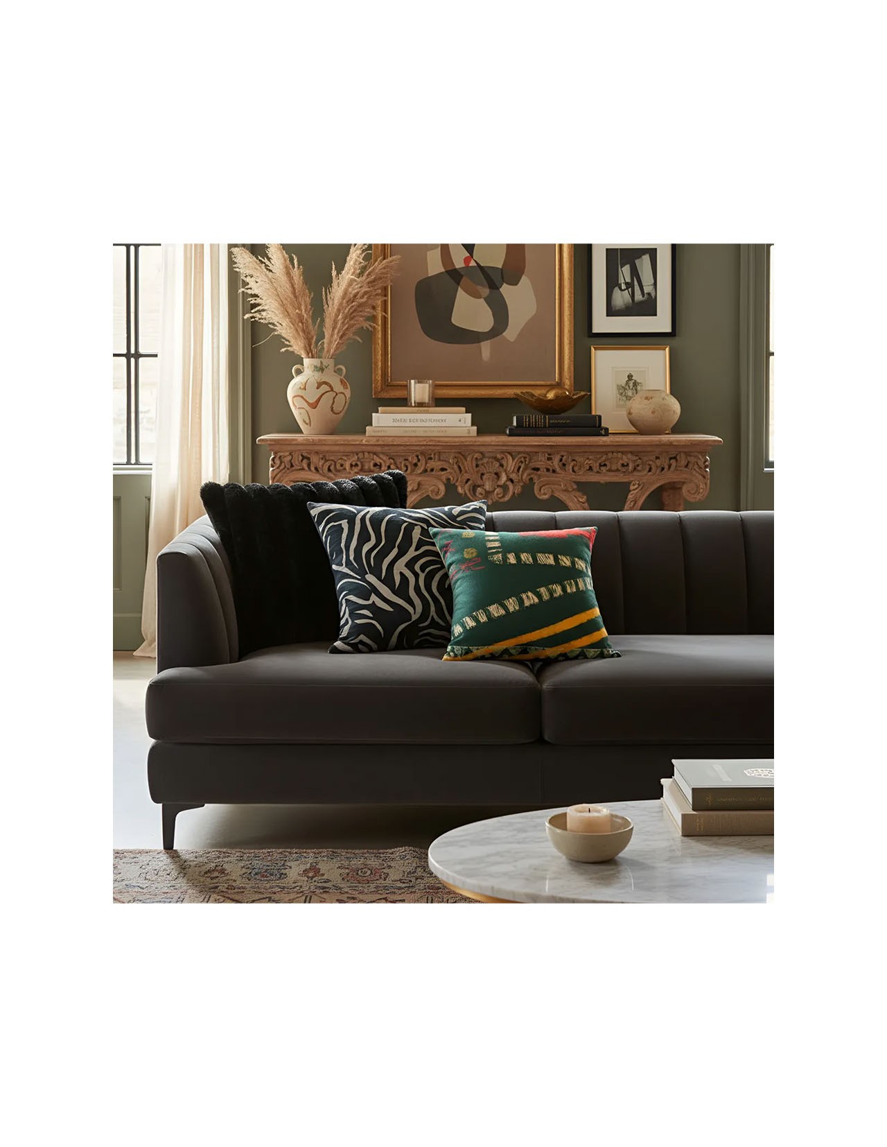 Set de 3 Cojines Coprire Premium 45cm Verde Oscuro
