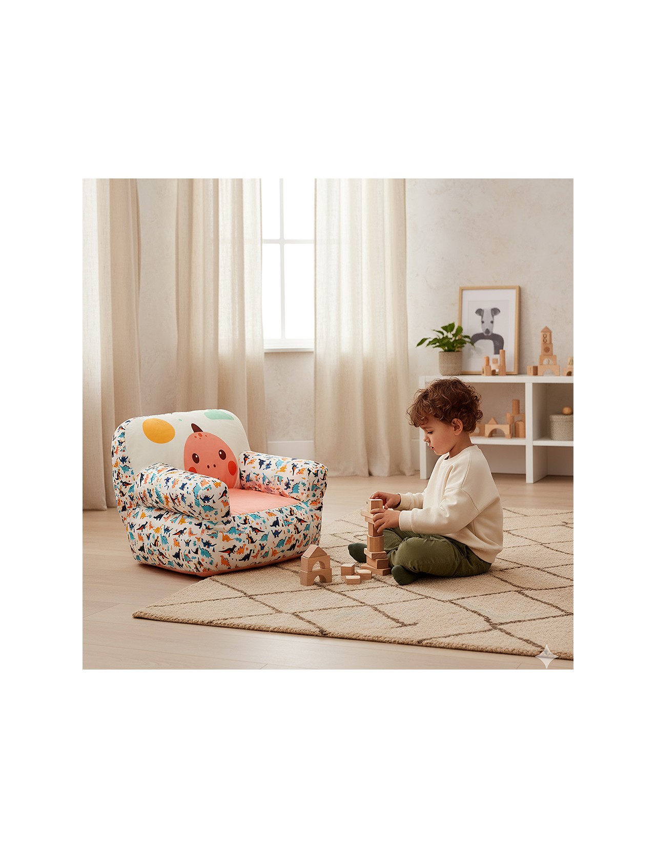 Puff Sillón Sacoos Infantil Dinosaurio para niño