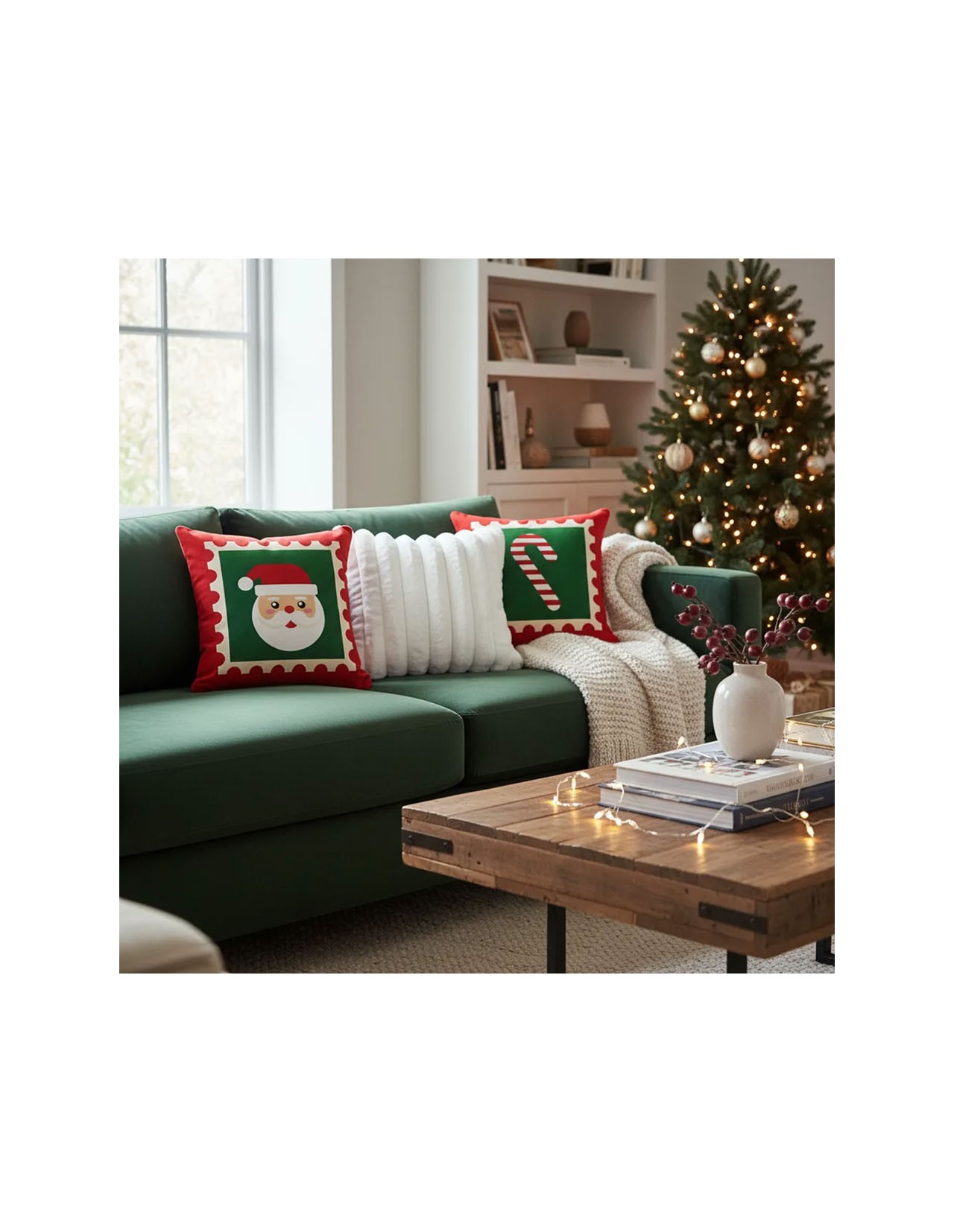 Set Decorativo de 3 Cojines Navideños