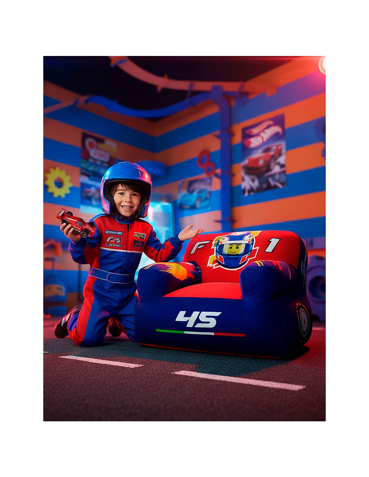 Puff Sillón Sacoos Infantil Coche para niño