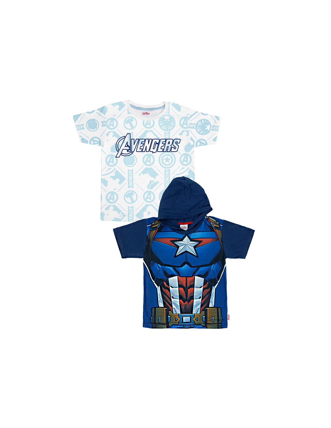 Set 2 Playeras Marvel Capitán América Azul para niño