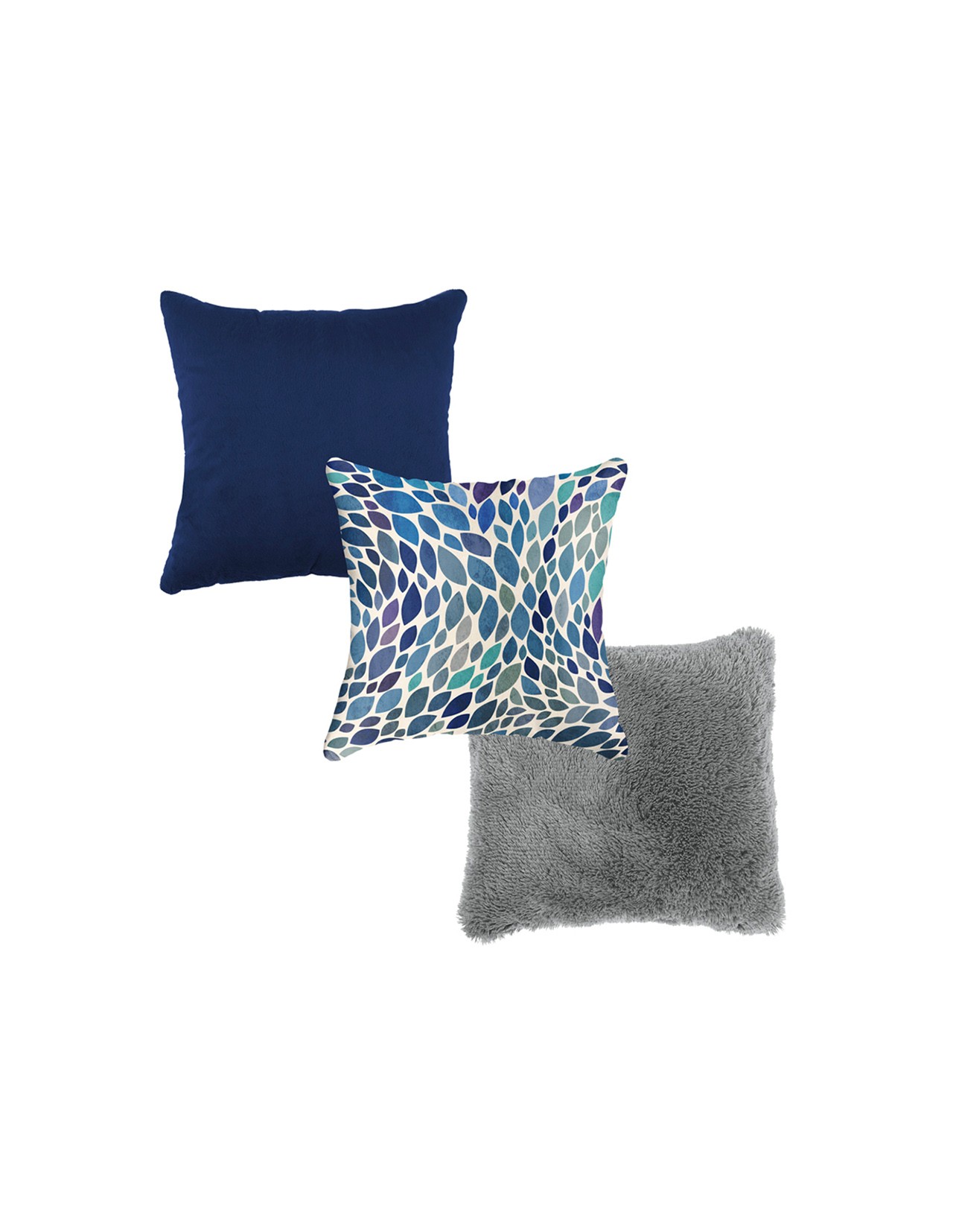 Set de 3 Cojines Coprire 45 cm Azul Acero