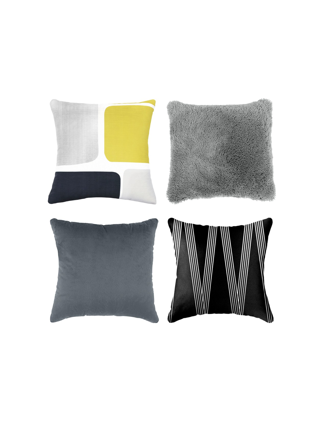 Set de 4 Cojines Coprire 45 cm Gris Oscuro