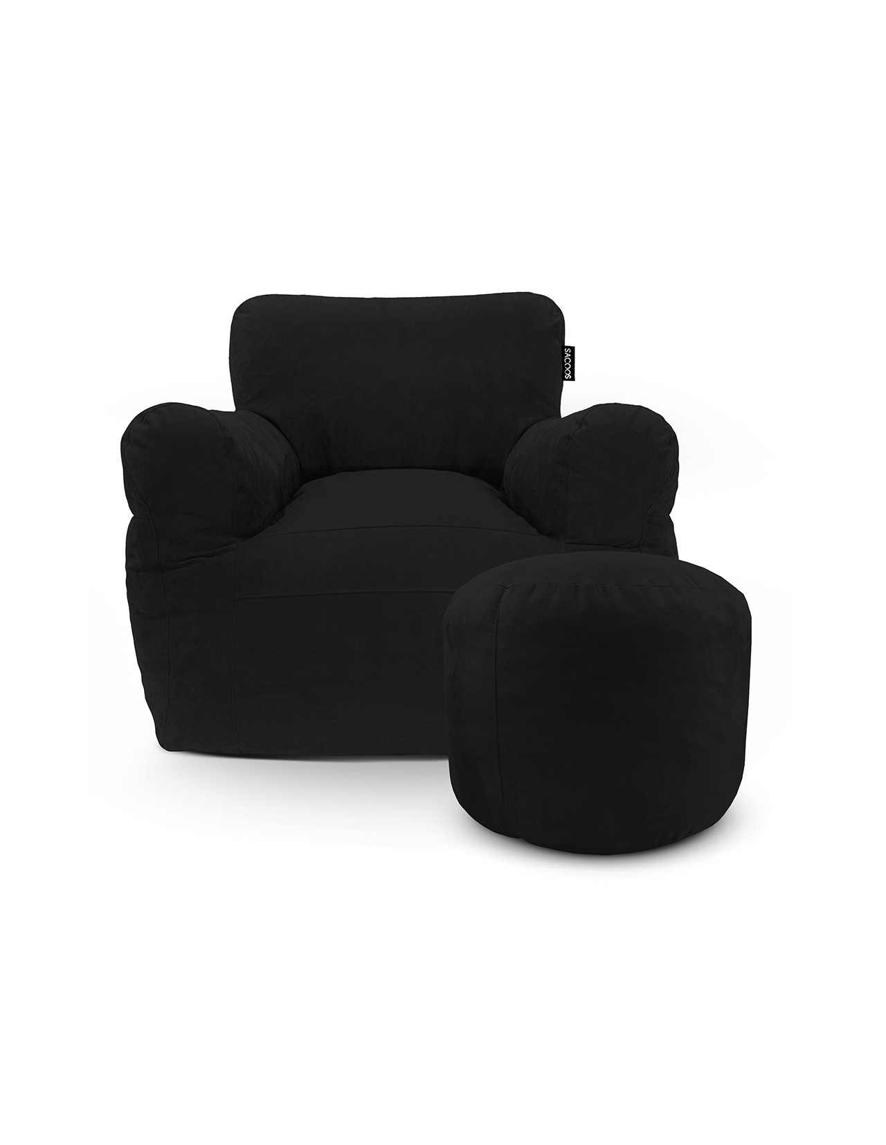Puff Sacoos Sillón Individual y Reposapies Negro para Adulto