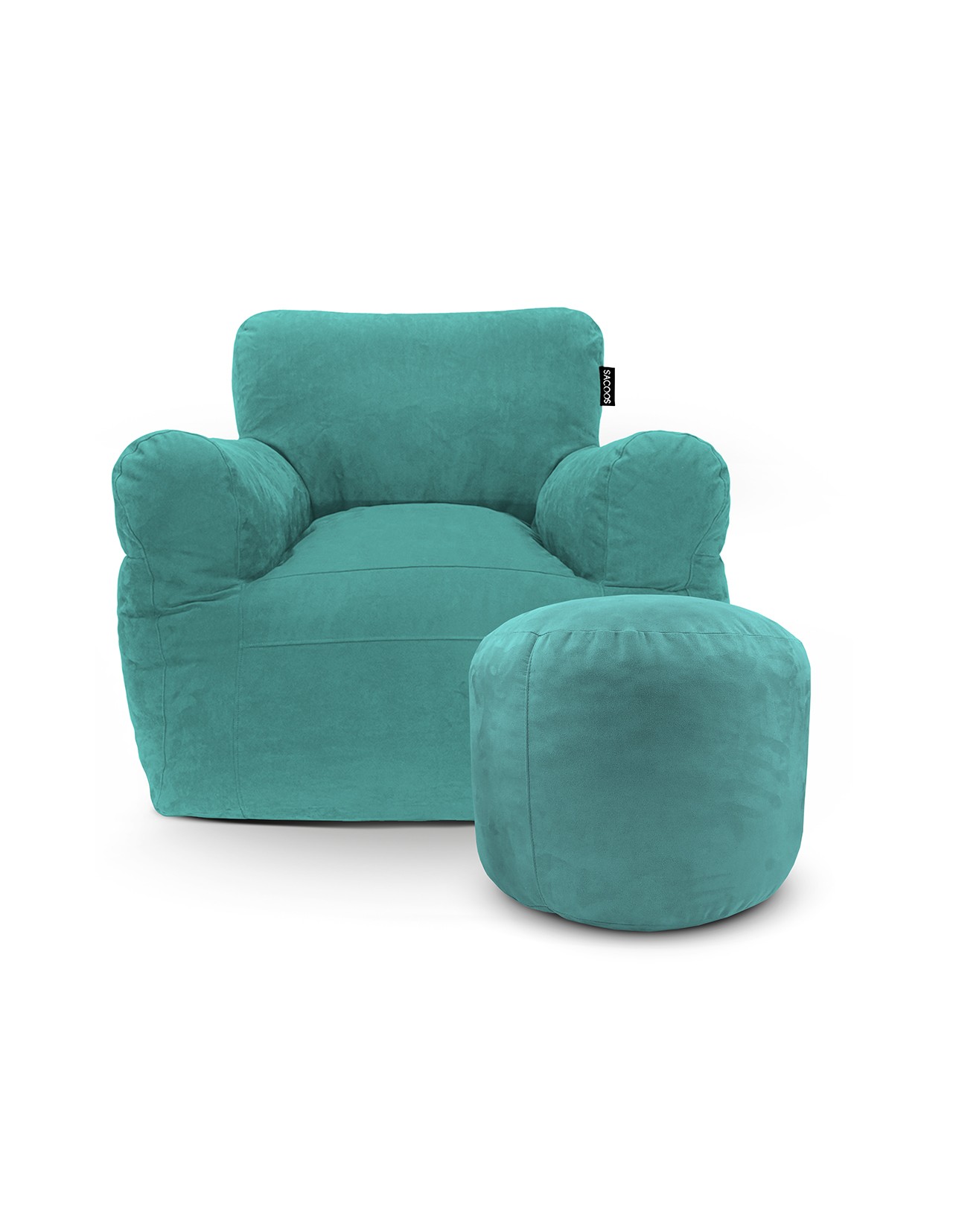 Puff Sacoos Sillón Individual y Reposapies Turquesa para Adulto