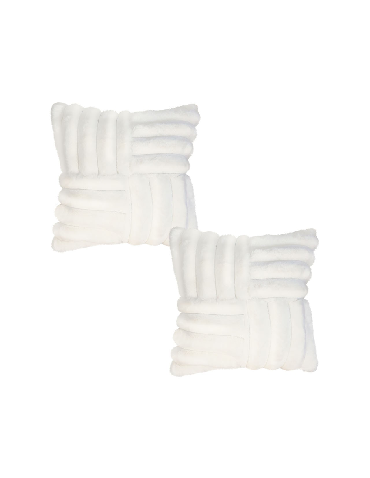 Set de 2 Cojines Coprire Peluche Cuadros 45 cm Beige
