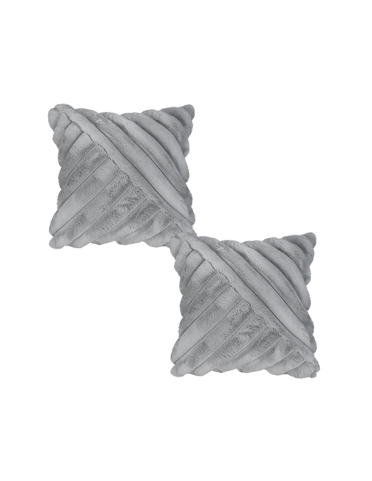 Set de 2 Cojines Coprire Peluche Diagonal 45cm Gris Claro
