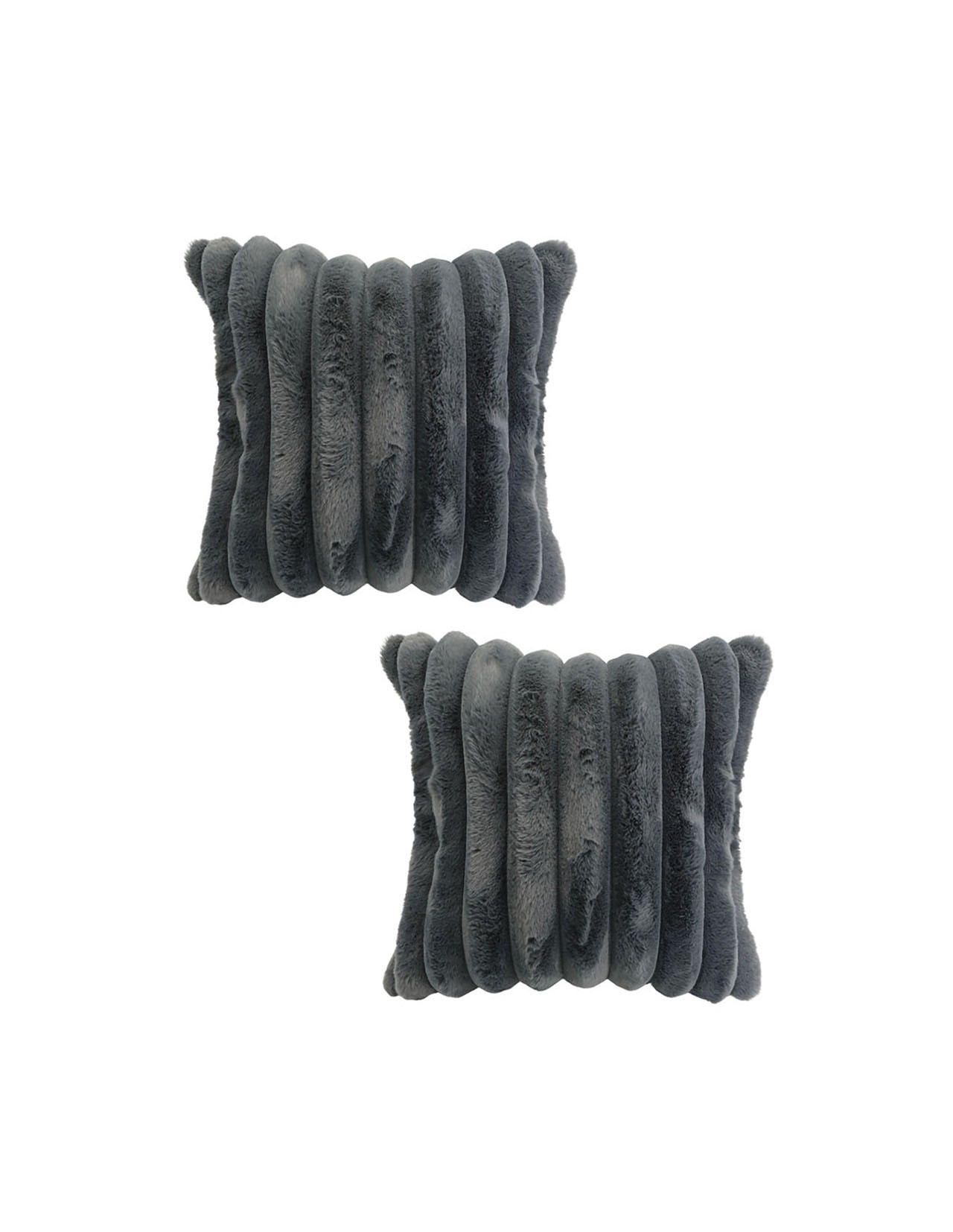 Set de 2 Cojines Coprire Peluche Rayas 45cm Gris Oscuro