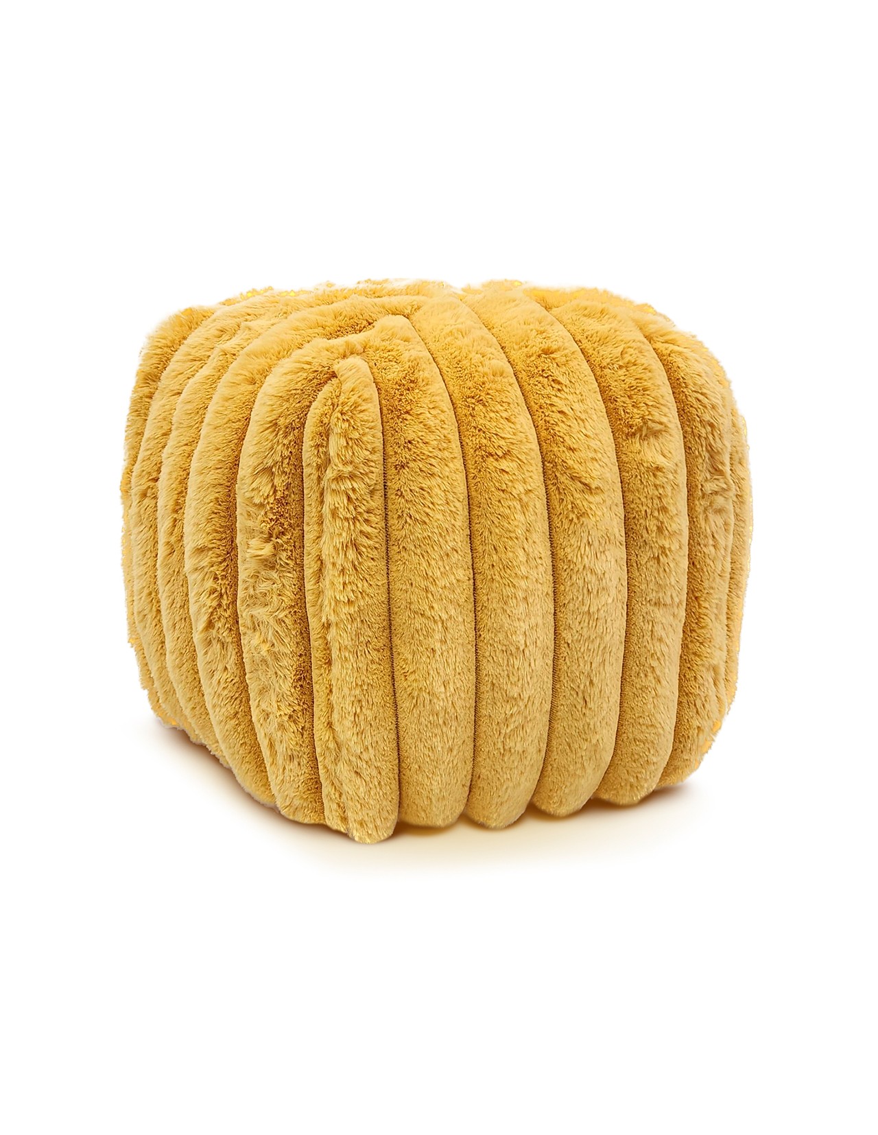 Puff Sacoos Taburete Reposapies Peluche Mostaza