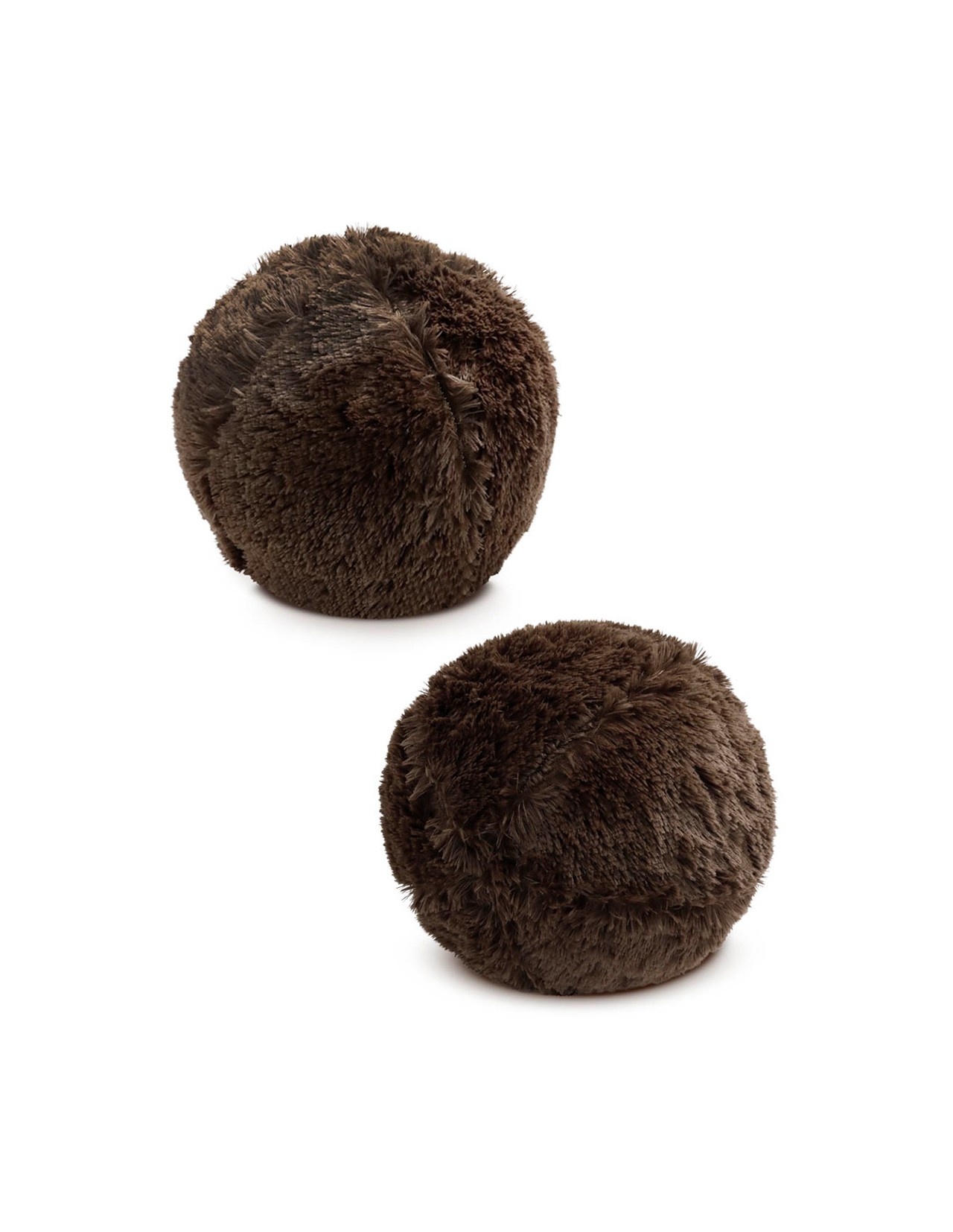 Set 2 Cojines Coprire Esfera Peluche 30cm Café